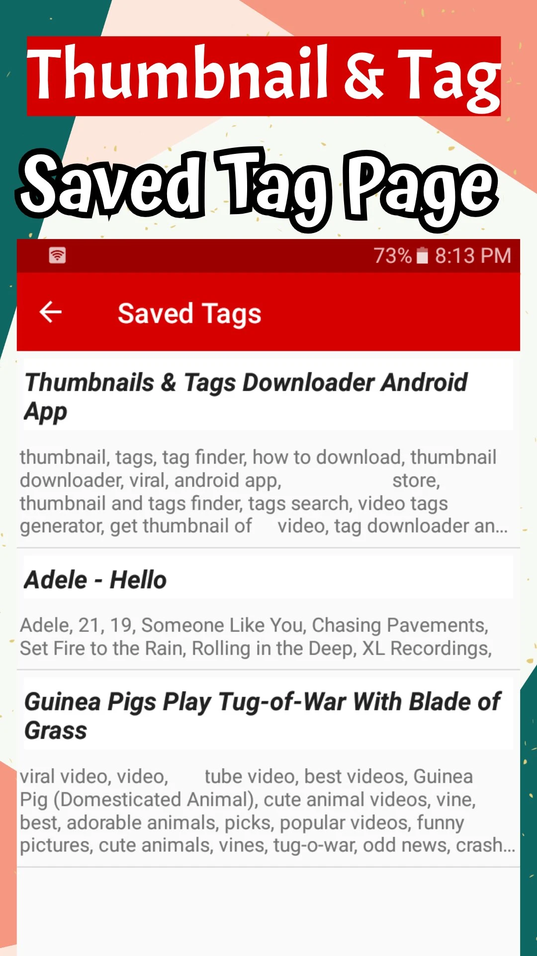 Thumbnail Downloader For Video With Tags screenshot